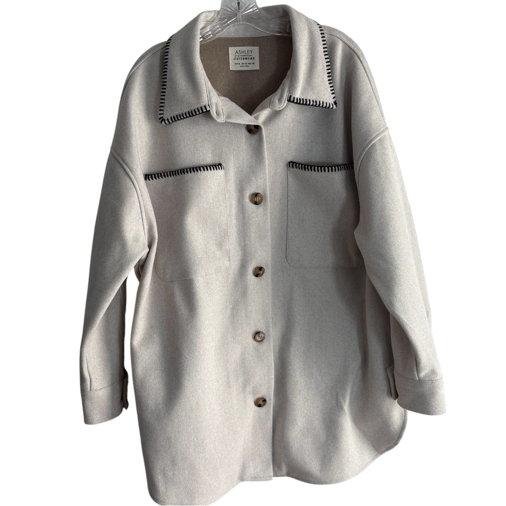ASHLEY By 26 INTERNATIONAL Oversized Cream w/ Black Utility Jacket Size XL— NWOT - Picture 4 of 7